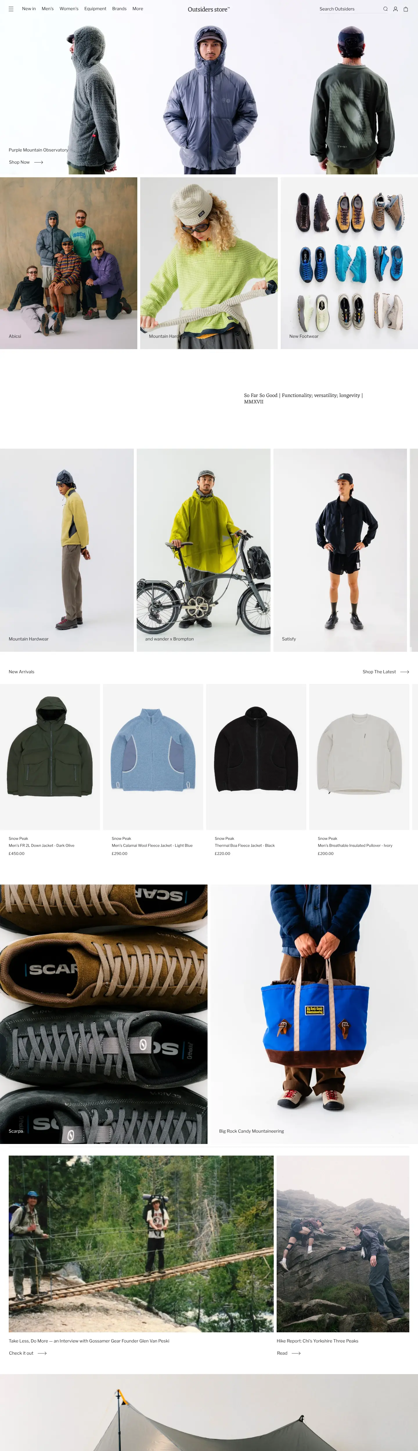 Screenshot of Outsiders Store